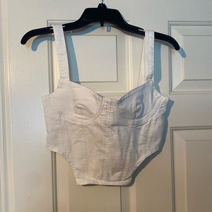 Zara White Blue Jean Crop Tank